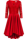 numoco Červené dámské šaty s delším zadním dílem a krajkovým výstřihem model 7162273