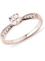 Prsten z růžového 14k zlata s morganitem a diamanty KLENOTA K0243034