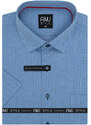 AMJ pánská košile AMJ, modrá čárkovaná VKR1048, krátký rukáv, regular fit