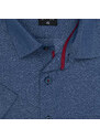 AMJ pánská košile, modrá síťovaná kosočtverce VKR1128, krátký rukáv, regular fit