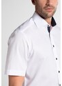 Pánská košile ETERNA Modern Fit Royal Oxford bílá s modrým kontrastem Non Iron - Krátký rukáv