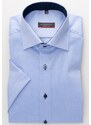 Pánská košile ETERNA Modern Fit Royal Oxford modrá s navy kontrastem Non Iron - Krátký rukáv