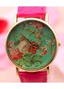 Beangel Dámské květované hodinky - růžové