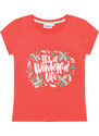 Winkiki Kids Wear Dívčí tričko Wonderfull life - korálová