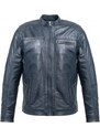 MAX Pánská kožená bunda 5032 šedo - modrá