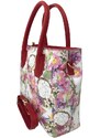 Dámská kožená kabelka GORA WO7625 - bílá s květy