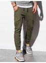 Ombre Clothing Pánské kalhoty JOGGERS s cargo kapsami - olivové V18 P886