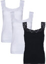 Eldar 3Packs Dámská košilka Eldar 3Pack Camisole Arietta černá/bílá/bílá