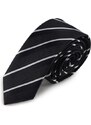 Šlajfka Černá úzká kravata s bílým pruhem