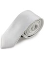 Šlajfka Bílá úzká mikrovláknová kravata s decentním vzorkem