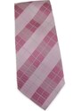 Šlajfka Růžová hedvábná károvaná kravata