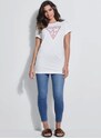 GUESS tričko Longline Logo Tee bílé, 10943-XS