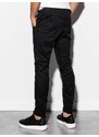 Ombre Clothing Pánské látkové kalhoty JOGGERS s ozdobnou šňůrkou - černé V1 P908