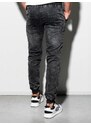 Ombre Clothing Pánské mramorované kalhoty JOGGERY s prošíváním - černé V4 OM-PADJ-0108