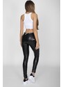 Gym Glamour Dámské kalhoty Hugz Black Faux Leather Mid Waist - HUGZJEANS