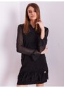 Fashionhunters Černé šaty s jemným květinovým vzorem