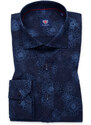 Willsoor Pánská košile Slim Fit s hnědým a modrým květinovým vzorem 11606