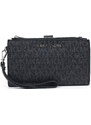 Michael Kors Peněženka Jet Set Travel Double Zip Wristlet Black Silver