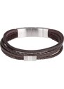 FOSSIL Náramek tmavě hnědá / stříbrná