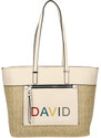 DAVID JONES Krémová velká dámská kabelka přes rameno CM5741