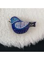 AMADEA Dřevěná brož modrý ptáček, 6x4 cm