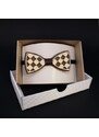 AMADEA Dřevěný motýlek k obleku - šachovnice 11 cm