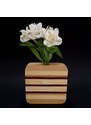 AMADEA Dřevěná váza čtvercová s vodorovnými pruhy, masivní dřevo čtyř druhů dřevin, výška 15 cm