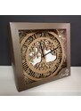AMADEA Dřevěné hodiny nástěnné kulaté, motiv stromu s kořeny, masivní dřevo, průměr 29 cm