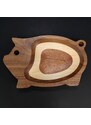 AMADEA Dřevěná miska mozaika ve tvaru prasete, masivní dřevo, 3 druhy dřevin, rozměr 20x12,50x2,50 cm