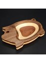AMADEA Dřevěná miska mozaika ve tvaru prasete, masivní dřevo, 3 druhy dřevin, rozměr 20x12,50x2,50 cm