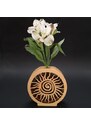 AMADEA Dřevěná váza kulatá s motivem slunce, masivní dřevo, výška 15 cm