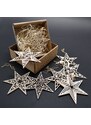 AMADEA Vánoční set dřevěných ozdob - hvězdy 8 druhů + krabička