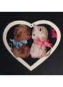 AMADEA Dřevěná ozdoba barevná srdce s kočkou a psem 17 cm