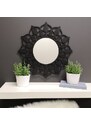 AMADEA Dřevěné zrcadlo ve tvaru mandaly, černá barva, průměr 51 cm