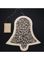 AMADEA Dřevěná svítící dekorace zvon s LED osvětlením, 29 cm