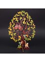 AMADEA Dřevěný 3D strom se sovami, barevný, výška 28 cm