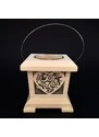 AMADEA Dřevěná lucerna s motivem srdce, masivní dřevo, 9x9x9 cm