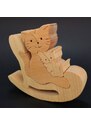 AMADEA Dřevěné puzzle houpací kočka, masivní dřevo dvou druhů dřevin, 14x11,5x3 cm
