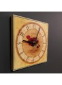 AMADEA Dřevěné hodiny nástěnné hranaté s vlčím mákem, masivní dřevo, 25x25 cm