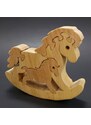 AMADEA Dřevěné puzzle houpací kůň, masivní dřevo dvou druhů dřevin, 13,5x11,5x3 cm