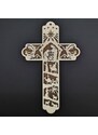 AMADEA Dřevěný kříž s motivem betléma 25 cm