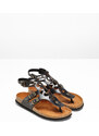 bonprix Pohodlné kožené sandály Černá