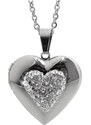 SkloBižuterie-J Ocelový náhrdelník Srdce v srdci Swarovski Crystal