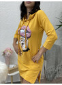 Kesi Mikinové šaty s potiskem žluté Barva: Žlutá, Velikost: One size