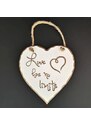AMADEA Dřevěná dekorace srdce s rytým textem Love has no limits 16 cm