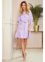 NUMOCO Elegantní šaty NICOLA s opaskem- fialové Fialová
