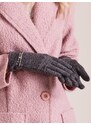 Fashionhunters Dámské rukavice s tmavě šedou sponou