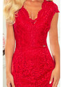 Numoco Dámské krajkové šaty s výstřihem Bindy červená L