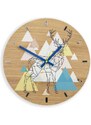M.Clock Nástěnné dřevěné hodiny geometrický jelen 33x33cm hnědé