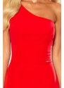 numoco Dlouhé červené dámské šaty ve španělském stylu přes jedno rameno 317-1